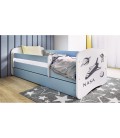 Lit enfant bleu espace NASA avec tiroir et matelas 70x140cm - 