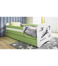 Lit enfant vert espace NASA avec tiroir 80x180cm - 