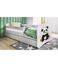 Lit enfant panda blanc 2 avec tiroir avec matelas 80x180cm - 