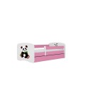 Lit enfant panda rose 2 avec tiroir 70x140cm - 