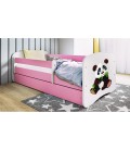 Lit enfant panda rose 2 avec tiroir 70x140cm - 