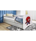 Lit enfant spiderman blanc avec tiroir avec matelas 70x140cm - 