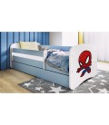 Lit enfant bleu spiderman avec tiroir avec matelas 80x180cm - 