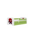 Lit enfant vert spiderman avec tiroir avec matelas 70x140cm - 