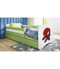 Lit enfant vert spiderman avec tiroir avec matelas 70x140cm - 