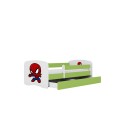 Lit enfant vert spiderman avec tiroir avec matelas 80x180cm - 