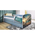 Lit enfant Baie des pirates bleu avec tiroir et matelas 80x180cm - 