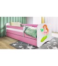 Lit enfant sirène rose avec tiroir 70x140cm - 