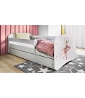 Lit enfant danseuse blanche avec tiroir avec matelas 80x180cm - 