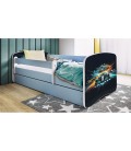 Lit enfant course bleu avec tiroir avec matelas 70x140cm - 