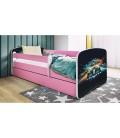 Lit enfant course rose avec tiroir 70x140cm - 