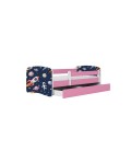 Lit enfant cosmos galaxie rose avec tiroir et matelas 80x180cm - 