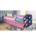 Lit enfant cosmos galaxie rose avec tiroir et matelas 80x180cm - 