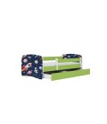 Lit enfant cosmos galaxie vert avec tiroir et matelas 70x140cm - 