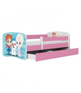 Lit enfant rose Reine des neiges avec tiroir 70x140cm