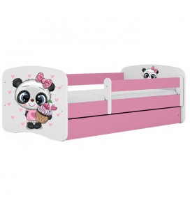 Lit enfant panda rose avec tiroir 70x140cm