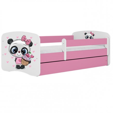 Lit enfant panda rose avec tiroir 70x140cm - 