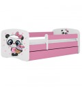 Lit enfant panda rose avec tiroir 70x140cm - 