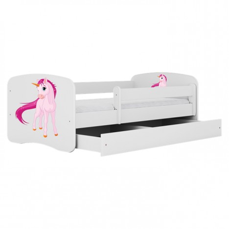 Lit enfant licorne blanche avec tiroir 70x140cm - 