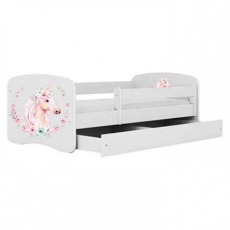Lit enfant cheval blanc avec tiroir 70x140cm - 