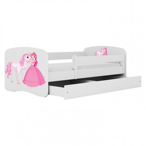Lit enfant Princesse avec cheval blanc avec tiroir 70x140cm - 