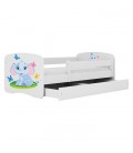 Lit enfant bébé éléphant blanc avec tiroir 70x140cm - 