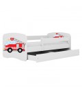 Lit enfant pompier blanc avec tiroir 70x140cm - 