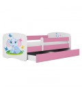 Lit enfant bébé éléphant rose avec tiroir 70x140cm - 