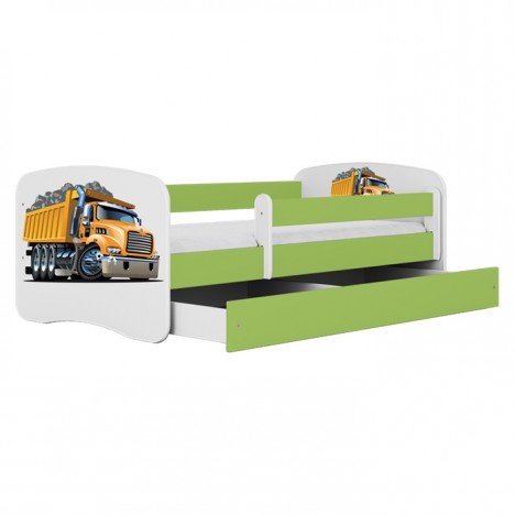 Lit enfant camion vert avec tiroir 70x140cm - 
