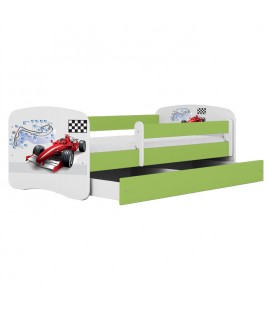 Lit enfant vert circuit formule 1 avec tiroir 70x140cm