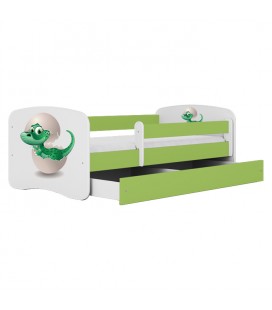 Lit enfant vert bébé dino avec tiroir 70x140cm
