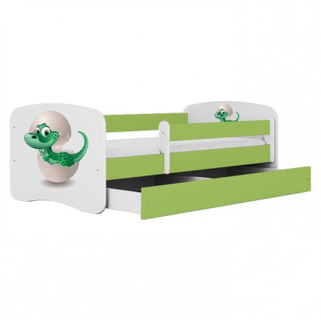 Lit enfant vert bébé dino avec tiroir 70x140cm - 