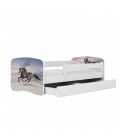 Lit enfant cheval au galop blanc avec tiroir 70x140cm - 