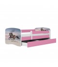 Lit enfant cheval au galop rose avec tiroir 70x140cm - 