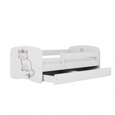 Lit enfant chat blanc avec tiroir 70x140cm - 
