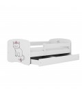 Lit enfant chat blanc avec tiroir 70x140cm - 
