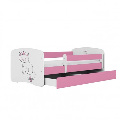 Lit enfant chat rose avec tiroir 70x140cm - 