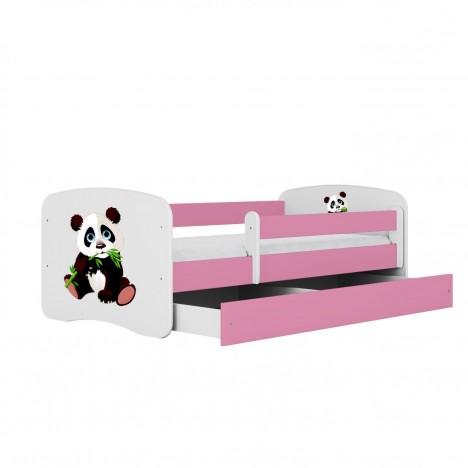 Lit enfant panda rose 2 avec tiroir 70x140cm - 