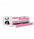 Lit enfant panda rose 2 avec tiroir 70x140cm - 