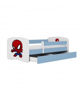 Lit bleu enfant spiderman avec tiroir 70x140cm