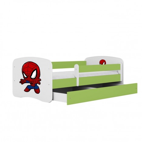 Lit enfant vert spiderman avec tiroir 70x140cm - 