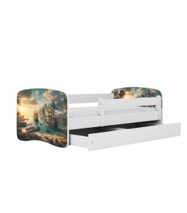Lit enfant blanc Baie des pirates avec tiroir 70x140cm