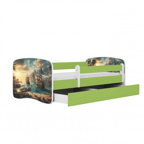 Lit enfant Baie des pirates vert avec tiroir 70x140cm - 