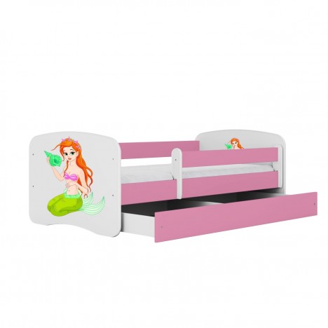 Lit enfant sirène rose avec tiroir 70x140cm - 