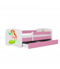 Lit enfant sirène rose avec tiroir 70x140cm - 