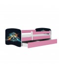 Lit enfant course rose avec tiroir 70x140cm - 