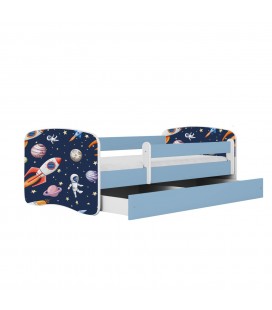 Lit enfant bleu cosmos galaxie avec tiroir 70x140cm