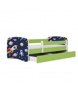 Lit enfant vert cosmos galaxie avec tiroir 70x140cm