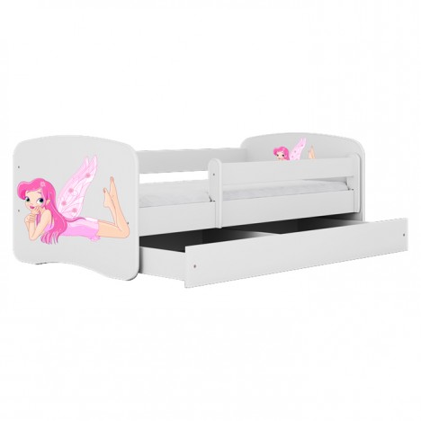 Lit enfant fée blanche avec ailes avec tiroir 80x180cm - 