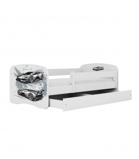 Lit enfant voiture de sport blanc avec tiroir 80x180cm